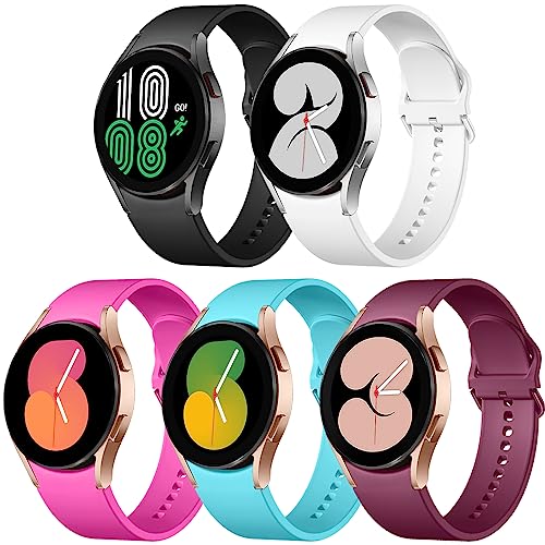 Lerobo 5 Pack Bands Compatible with Galaxy Watch 7 6 5 4 Band 40mm 44mm/ Galaxy Watch 6 4 Classic Band 43mm 47mm 46mm 42mm/Watch 5 pro 45mm,Active 2 Band, 20mm Band Soft Silicone Sport Band Women Men