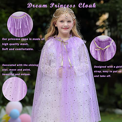 skyllc Prinzessin Umhang Kinder,Tüll Umhang Glitzer für Mädchen,Party Kostüm Karneval Cosplay (Violett)