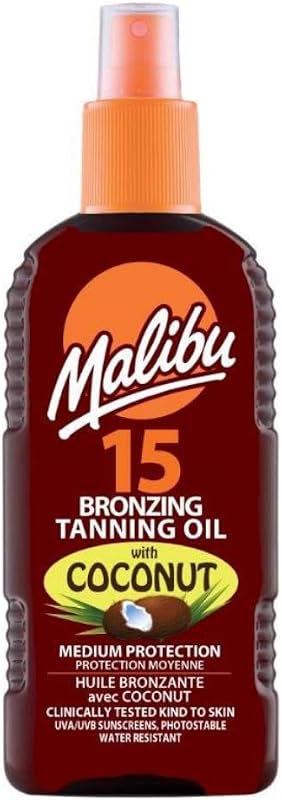 Óleo bronzeador Malibu com coco, SPF 15, 200 mL