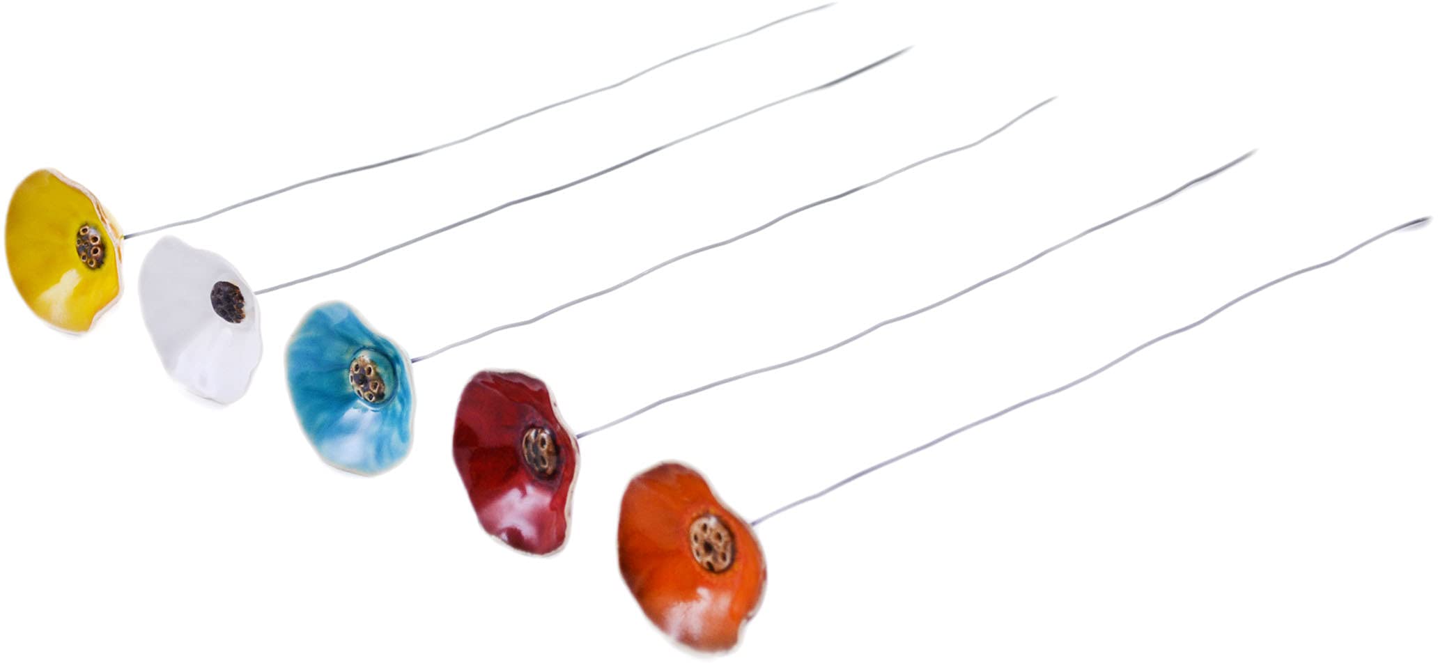 Polish Pottery 14¾-inch Ceramic Flower (Rainbow Daylily Theme) + Certificate of Authenticity