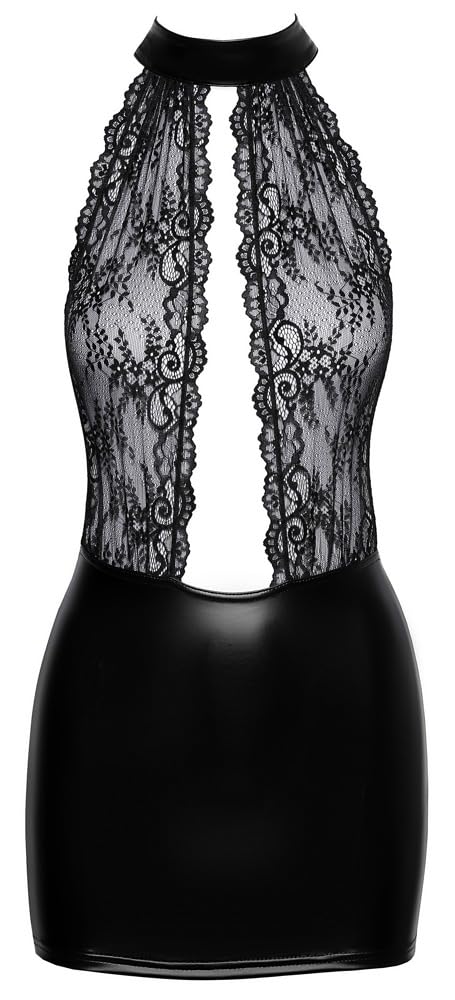 Noir Handmade F279 krótka sukienka Powerwetlook z koronką
