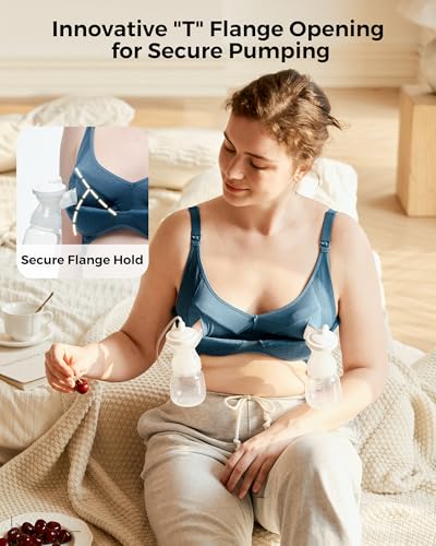 Image of Momcozy Hands-Free Pumping Bra, Breathable Tencel Fabric Breast Pump Bra | Stable hands-free pumping with 300+ air holes for 80% more breathability and eco-friendly plant fibers for all-day support