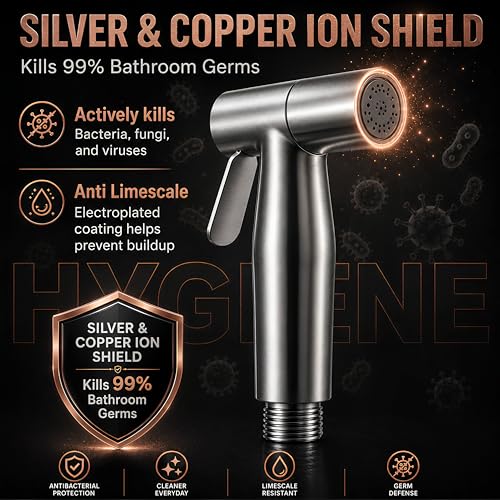 Image of Health Faucet Stainless Steel Handheld Bidet Sprayer | Bathroom Hand Shower | Leakproof, Rust Resistant | Easy Installation | Jet Spray Only