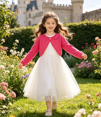 Image of 2Pcs Girls' Knit Toddler Cardigan Cotton Soft Button Closure Bolero Shrug Shawl Shirt Sweater