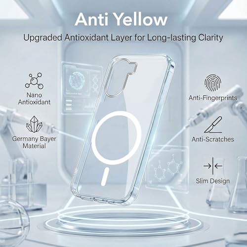 Image of Jkobi Lifetime Anti-Yellow MagSafe Compatible Clear Back Cover Case for Vivo Y56 5G (Sleek Hard Crystal | Shockproof and Camera Protection)