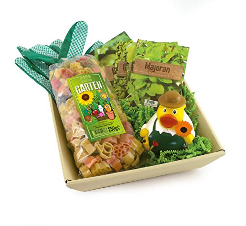 Geschenkkorb Gartenglück mit Nudeln und Badeente