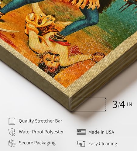 Image of Poster Master Kali Canvas - Retro Goddess Kali Print - Hindu Art - Mythology Gift for Men & Women - Indian Art - Wall Decor for Living Room, Bedroom or Dorm - Available in 8x10 to 30x40