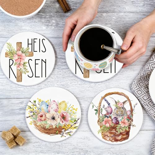 Dessous de verre lapin de Pâques en céramique avec support lot de 6 - 6