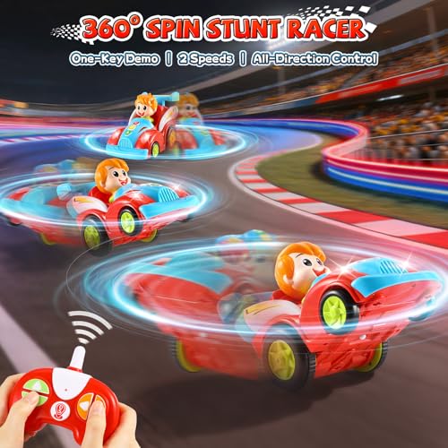 Image of LUDILO Remote Control Car for Toddler Toys for 3 Year Old Boy Birthday Gift | 2.4GHz 360 Spin Toddler RC Race Car /Spanish English Bilingual Learning /Music and Light / Toys Gifts 2 3 4 5 Year Old Boy Kids