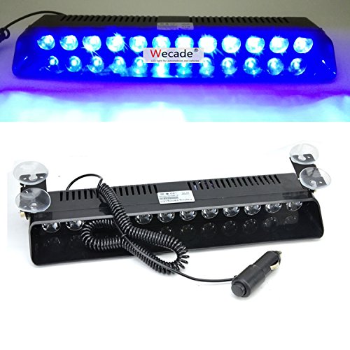 wecade® 12w 12 Leds Car Truck Emergency Strobe Flash Light Windshield Warning Light (Blue)