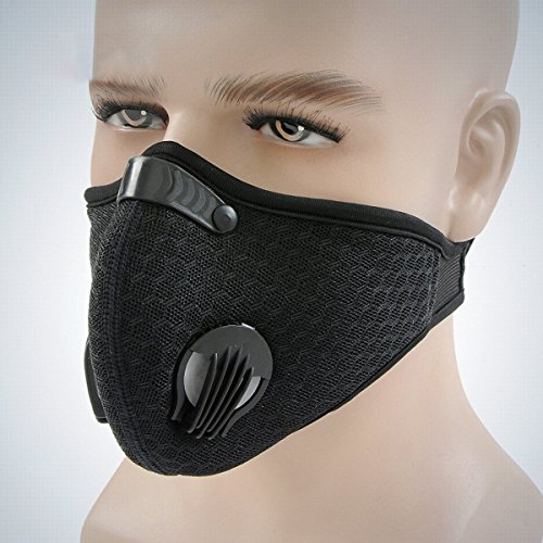 Dukars Sports Mask, Dustproof Mask Activated Carbon Filtration Exhaust Gas Anti Pollen Allergy PM2.5 Workout Running Motorcycle Cycling Mask (Black) - Thumbnail 2
