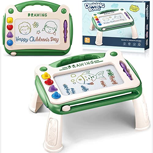 Preescolar, Toy XIESHIWEN - Pizarrones Magicos para Niños, Tablero de dibujo magnético de Color con 4 corchetes, 4 formas de sellos, Bolígrafo conector de 9 cm, Regalos y...
