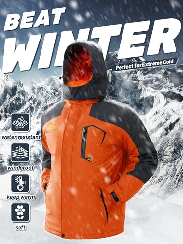 Image of TACVASEN Men's Winter Ski Jacket Waterproof Snow Coats Snowboard Fleece Lining Jacket Warm Parka with Hooded,Standard Length