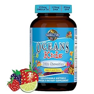 Garden of Life Oceans DHA Supplement for Kids with 250mg of Omega 3s, EPA, Vitamin D3 & A Pure Cod Liver Fish Oil…