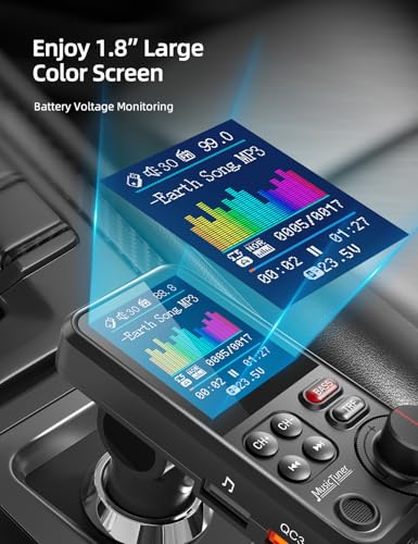 Nulaxy Bluetooth Adapter Auto, Starkes Mikrofon FM Transmitter Auto Bluetooth mit...