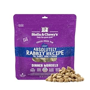 Stella & Chewy’s Freeze-Dried Raw Cat Dinner Morsels – Premium Rabbit Recipe with 98% Responsibly-Sourced Meat & Organs – Natural Grain-Free Cat & Kitten Food – Made in USA – 8 oz