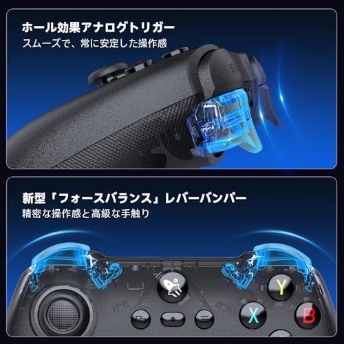 AceGamer pluto pc コントローラー 2.4Gレシバー付きワイヤレスコントローラー TMRスティック ホール効果アナログトリガー 1000HZ デッドゾーンなし トリガー振動・Turbo連射・振動調整機能・マクロ機能搭載 Switch/PC/Android/iOS/Steam Deckに対応でき (ブラック)