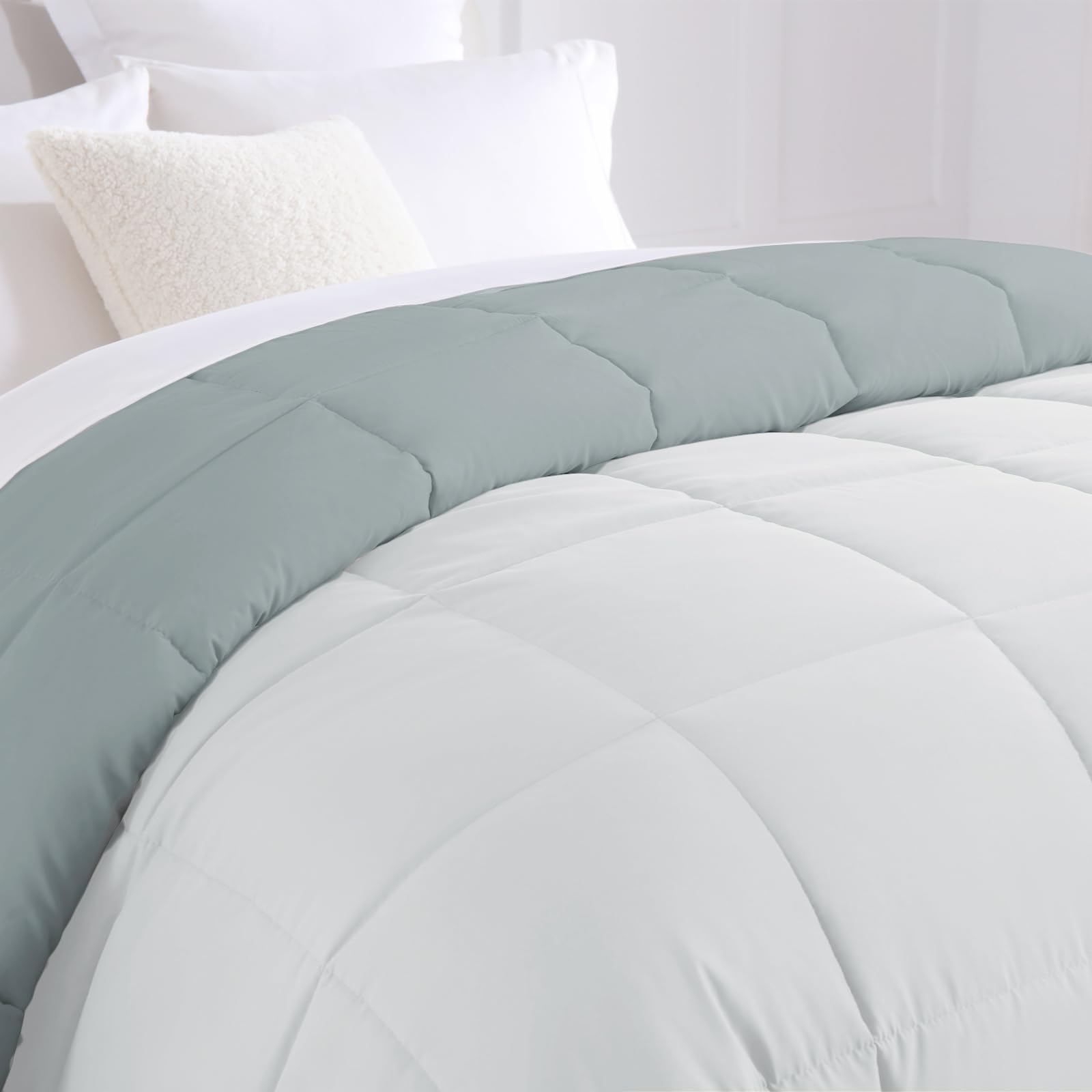 Edredón de Fibra 170 gr/m2 - Edredón Relleno Nórdica Reversible de dos colores Cama 90, 150 x 220 cm - Edredon entretiempo Suave, Transpirable, Ligera, 100% Poliérster, Gris claro y oscuro