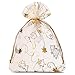 Produktbild SAKETOS Weihnachten Organza Beutel 10 Stück Stoffsäckchen mit Weihnachts Motiv Geschenksäckchen Organzasäckchen mit Zugband Geschenkverpackung Weihnachts Dekoration I 10 x 13 cm - Ecru Weihnachten