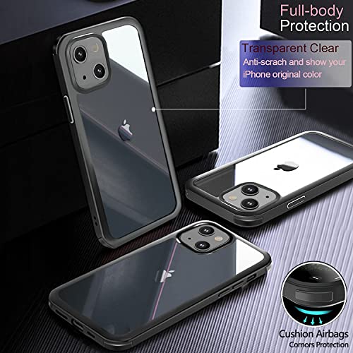 Ubunu Iphone 14 Case With Screen Protector [Built-In 9H Hard Tempered Glass], For Magsafe 360 Full Body Protection, Clear Protective Iphone 14 Phone Case Cover For Men Women 6.1 Inch, Black #TOP4