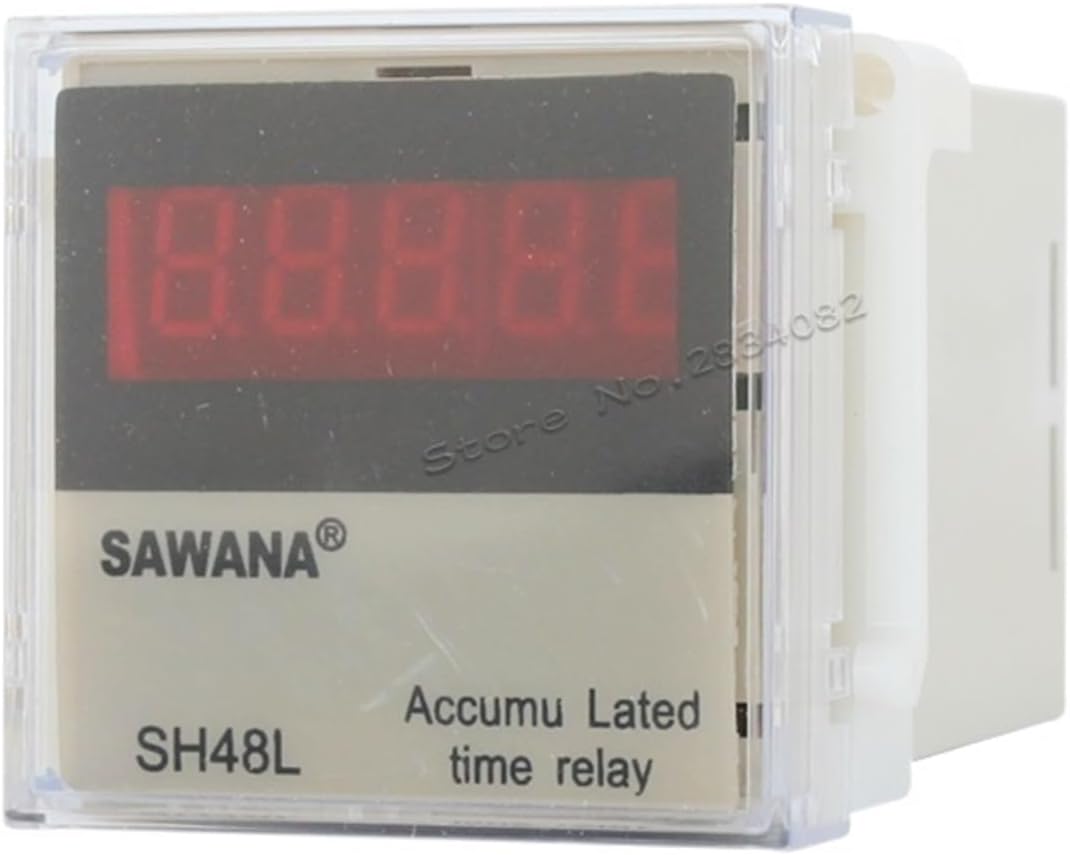 LED Digital Timer Electronic cumulative Timer AC 110V 380V 220VAC 999m59s 9999.9H SH48L with Base Accumu Lated Time Relays (Color : AC110V 99999.9H)