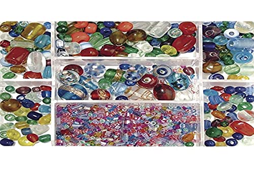 Rayher Glass Pearl Beads, Storage Box 115g, Multicoloured, ø 2,5 – 13mm