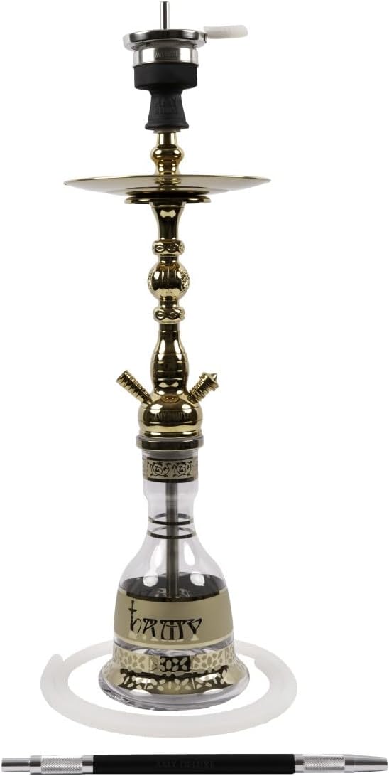 Amy Deluxe German hookah shisha set, Little Kura 088.01, traditional Egyptian style (black-transparent)