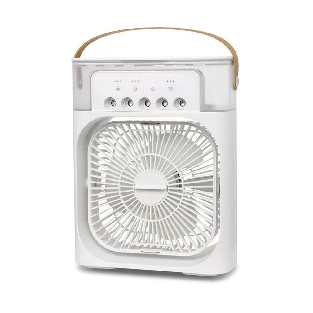 HADAVAKA Portable Misting Fan With Water Mist Spray Cooling – Features 3 Adjustable Wind Speeds, Night Lights, Perfect Mini Desktop Fan for Office, Car, Home, and Beyond (White)