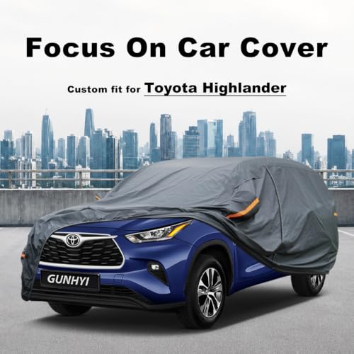 Image of GUNHYI Premium Car Cover Custom Fit Toyota Highlander (2013-2026), 16 Layers Heavy Duty Car Cover Waterproof All Weather with Zipper Door for Sun Rain Snow Dust Uv Protection