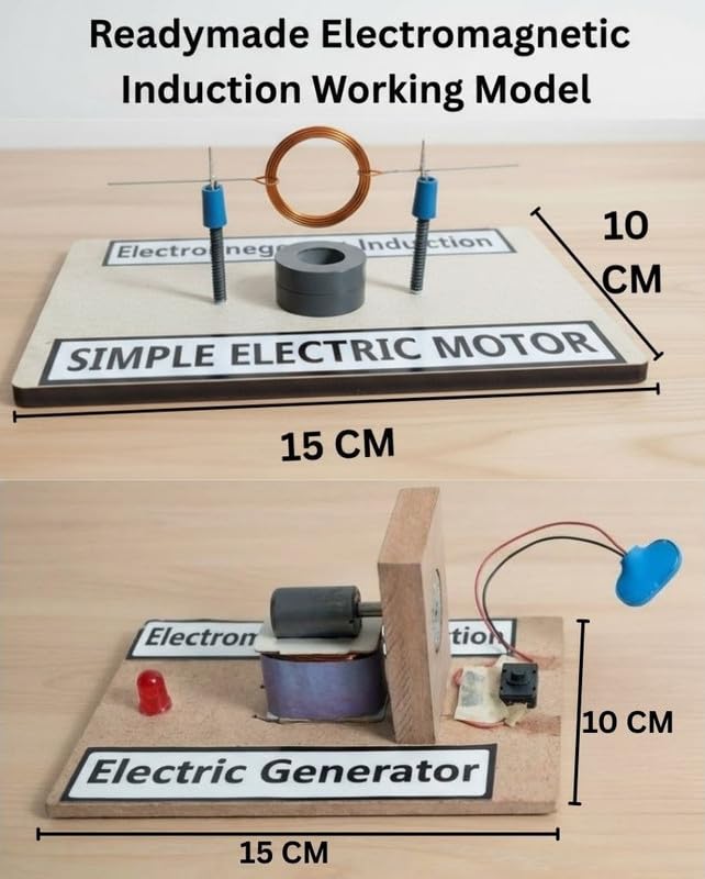 ESPtronics Readymade Simple Magnet Electric Generator Motor Experiment Working Model – Faraday’s Law of Electromagnetic Induction Physics Science Project Kit for School Kids and Class 12 Students
