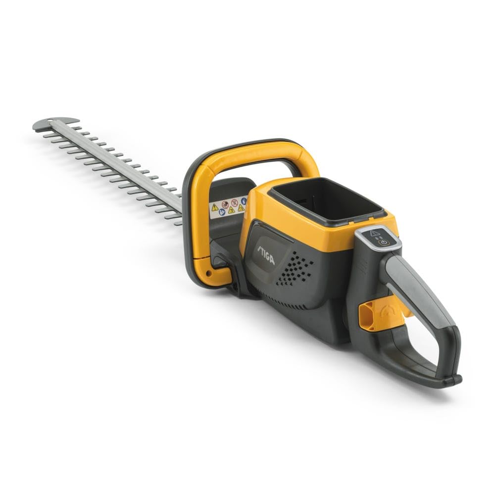 STIGA HT 500e Tagliasiepi A Batteria, 48 V (Batt. Non Incl.), Lama 58 cm – Impugnatura Girevole 180°, Lame Doppia Azione – Per Siepi e Cespugli