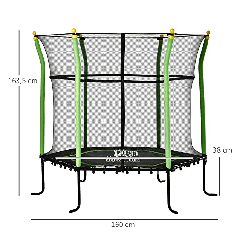 HOMCOM 5,3FT Trampolin für Kinder Gartentrampolin mit Sicherheitsnetz Randabdeckung Gummiseil gepolstert Fitness… – Bild 4