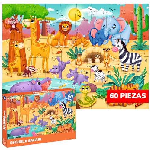 QUOKKA Puzles para Niños De 3 A 4 Años   Puzles De 60 Piezas para Niños De 5 A 6 Años   Infantiles con Animales Africanos   Juego Educativo para Preescolares   Juguete Ideal