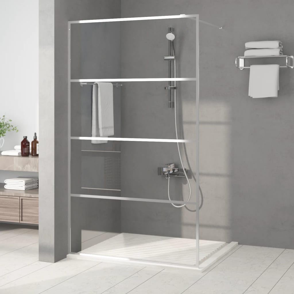 Pannello doccia regolabile per bagno, divisorio doccia con vetro di sicurezza monolastra e telaio in alluminio per doccia walk-in color argento 115 x 195 cm trasparente