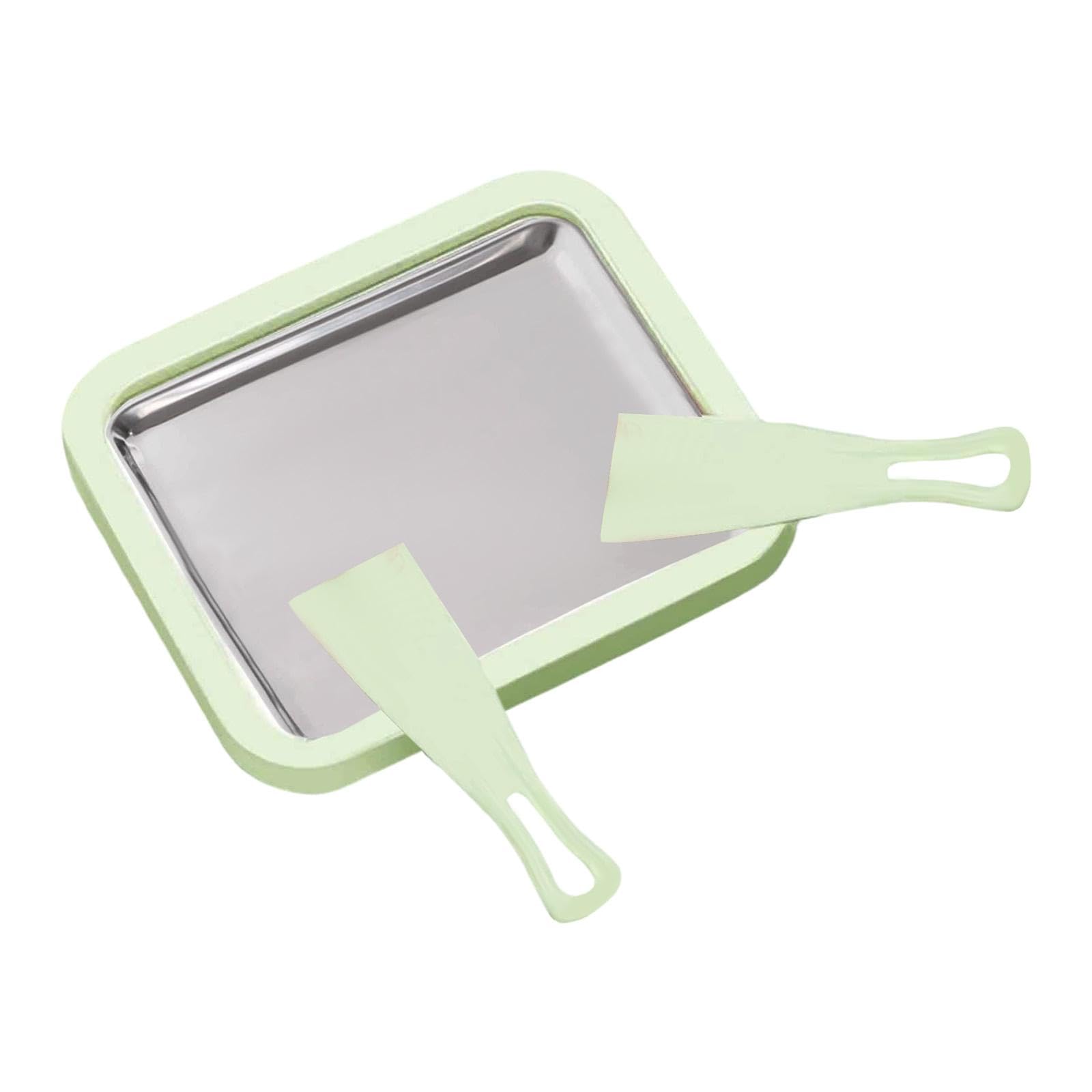 Instant Rolled Ice Cream Maker Pan Stainless Steel Frozen Dessert Maker Tray Green | Ice Cream Makers | Small Kitchen Appliances | Kitchen Dining & Bar-image-22