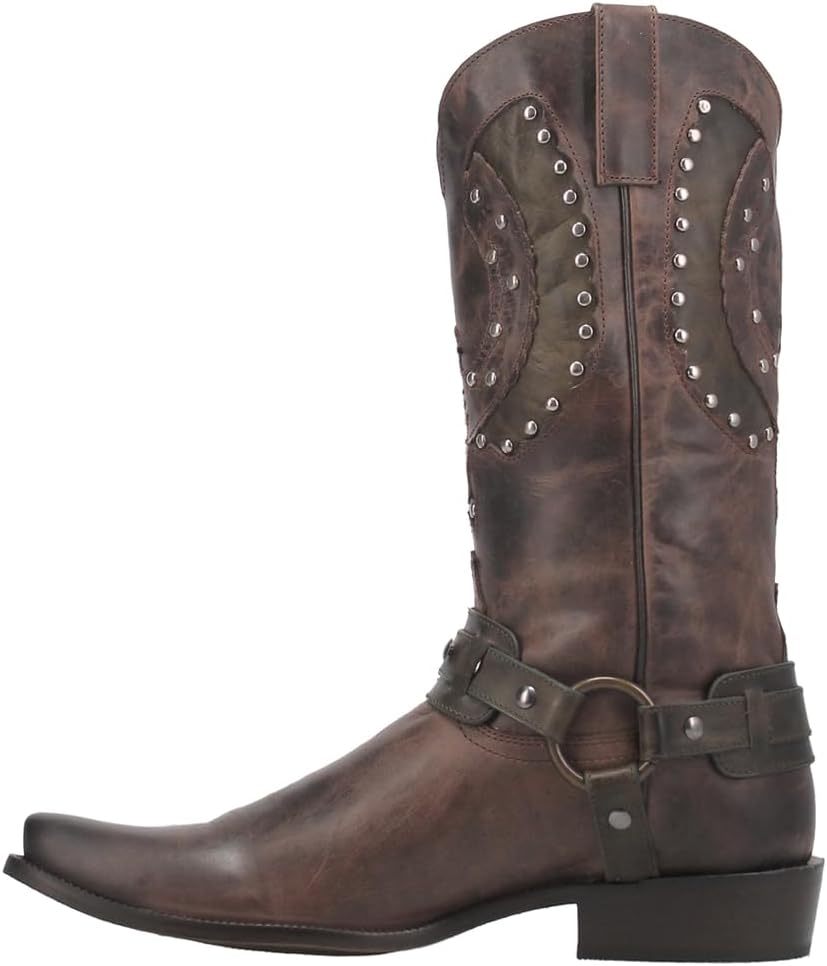 Dingo Mens War Eagle Studded Square Toe Casual Boots Mid Calf - Brown - Size 9 D