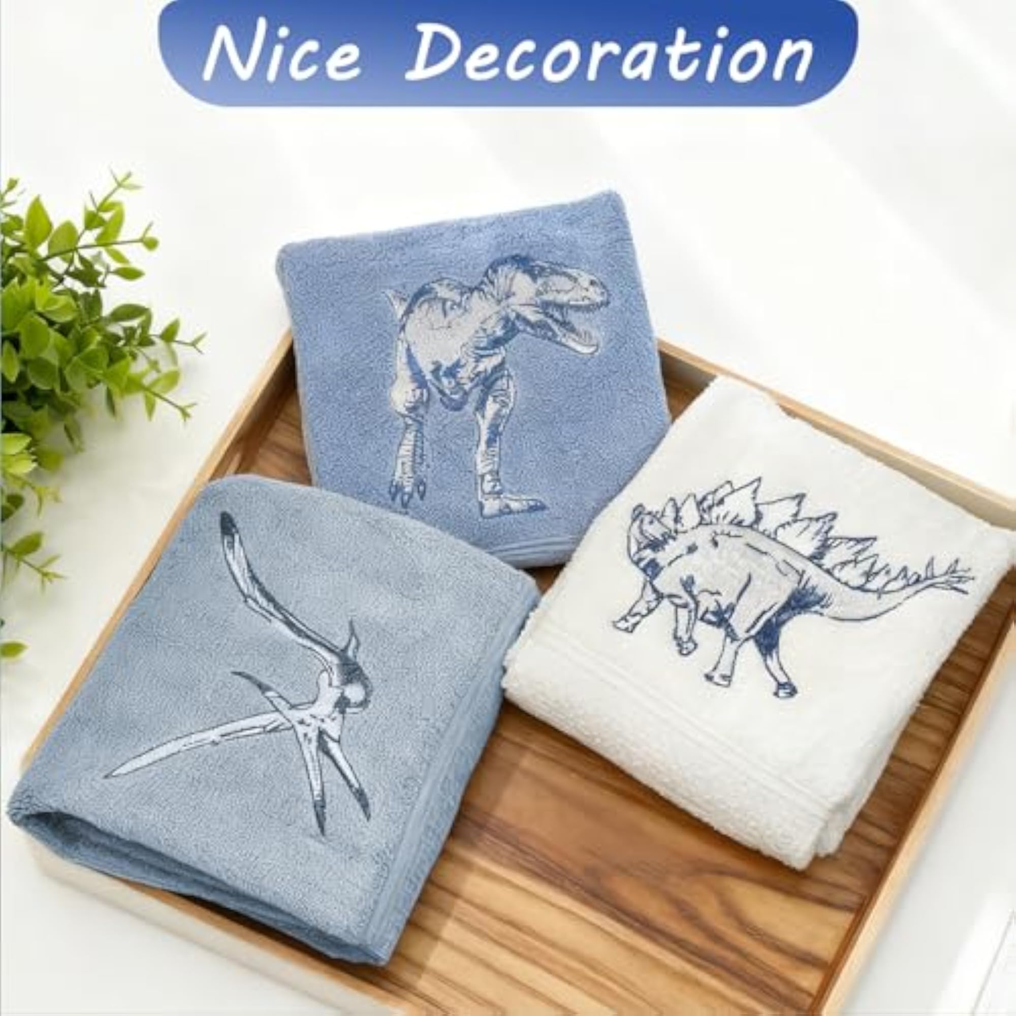 3 Pcs Dinosaur Decorative Hand Towels for Bathroom
