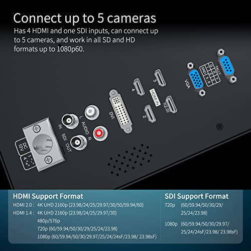 SEETEC 4K156-9HSD 15.6 Inch Broadcast LCD Monitor with IPS UHD 3840x2160 SDI Input and Output 4xHDMI Inputs Quad Split Display - Image 6