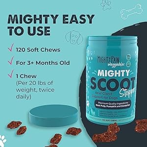 Mighty Paw Waggables Mighty Scoot (Made in USA) | Dog Digestive Support Anal Gland Chews. Dog Anal Gland Scoot for Dogs. Beet Pulp & Pumpkin Dog Fiber Supplements. Pet Bowel Gut Health (120 Count)