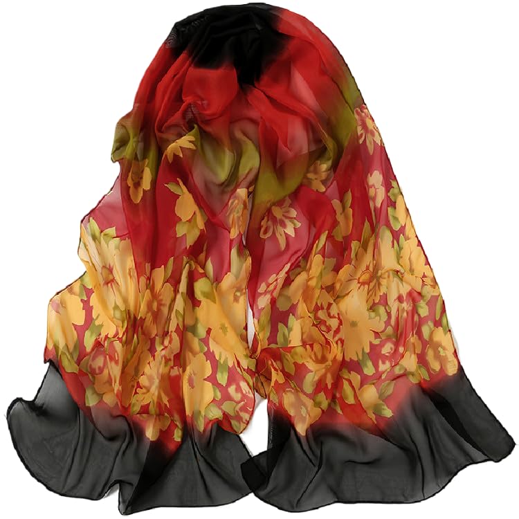 Generic Fashionable Chiffon Scarves, Women's Beach Accessory, Floral Pattern, 160*50CM, Elegant Design, Versatile Sunscreen Scarves