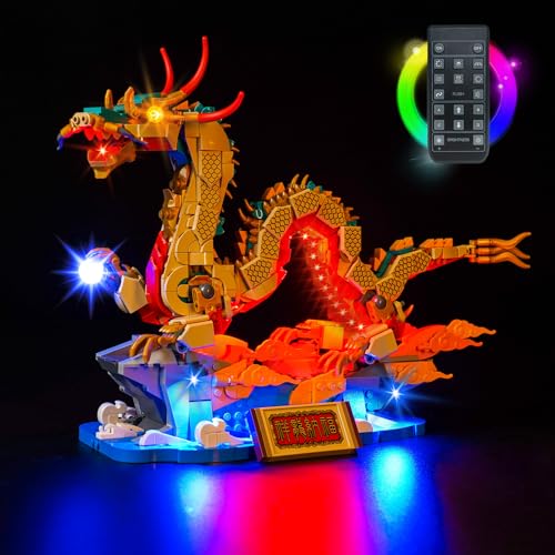 Hilighting Upgraded Led Light Kit for Lego Auspicious Dragon Building Set, Remote Version Compatible with Lego 80112 Model, Gift Idea for Adults Adult Builders and Fans (Model Not Included)