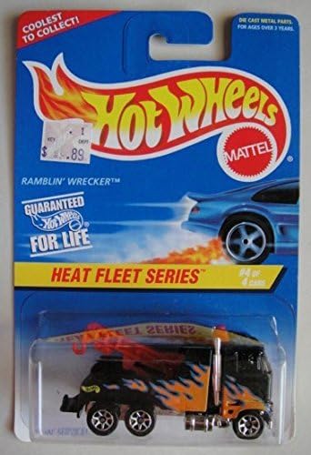 HOT WHEELS HEAT FLEET SERIES 4 OF 4 CARS BLACK RAMBLIN WRECKER 7 SPOKE COOLEST TO COLLECT CARD