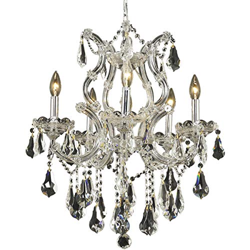 Elegant Lighting 2801D20C/RC Royal Cut Clear Crystal Maria Theresa 6-Light, Single-Tier Crystal Chandelier, Finished in Chrome with Clear Crystals, 20" x 25"