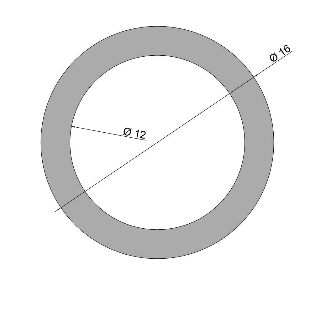 Tubos de acero inoxidable en muchos diámetros y longitudes de 10-600 cm, por ejemplo: Ø 16 x 2 mm en longitud corte 800 mm.