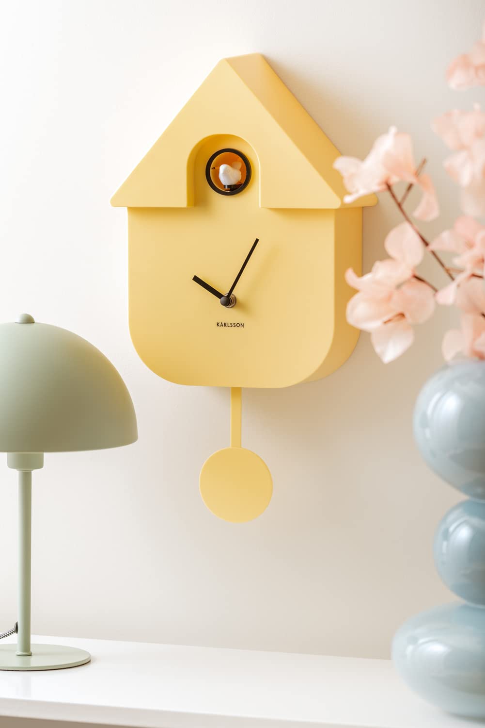 Karlsson Pendulum Modern Wall Cuckoo Clock (Soft Yellow KA5768LY) BigaMart