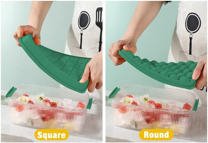 Vista 5 de Bandeja para cubitos de hielo, moldes de hielo de silicona, bandejas de cubitos de hielo, bandejas para cubitos de hielo para congelador, bandeja