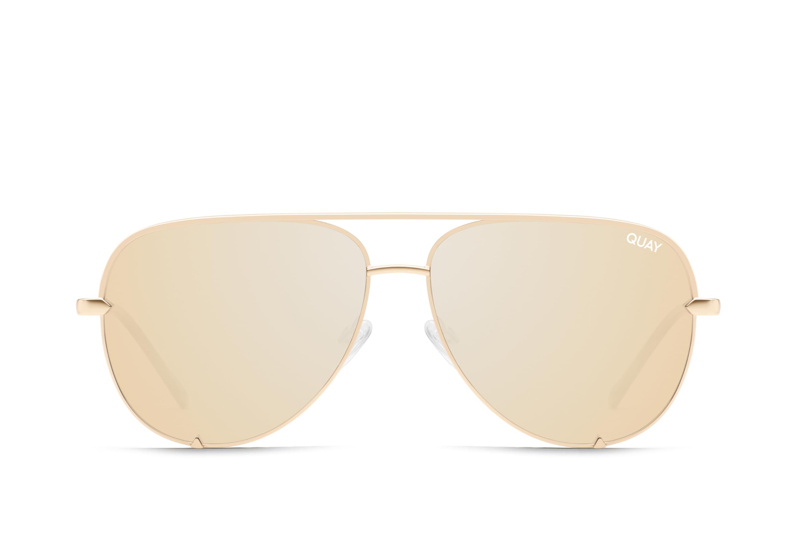 QUAY High Key Polarized Aviator Sunglasses, Oversized, Stylish Sunglasses with UV Protection, Unisex Aviators for Men & Women: Gold/Gold Polarized 64 Millimeters
