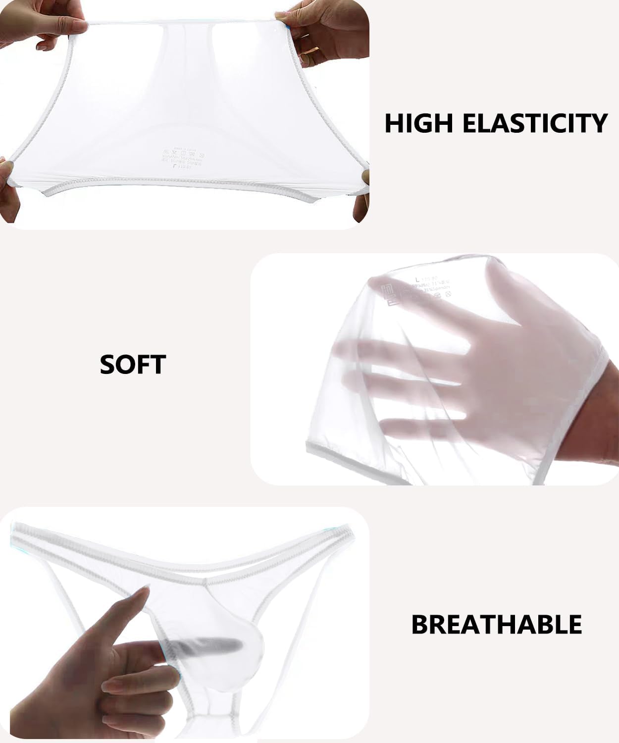 Men's Sexy Low Rise Briefs See-through Ice Silk Bikini Soft Sheer Bulge Pouch Underwear - Image 5