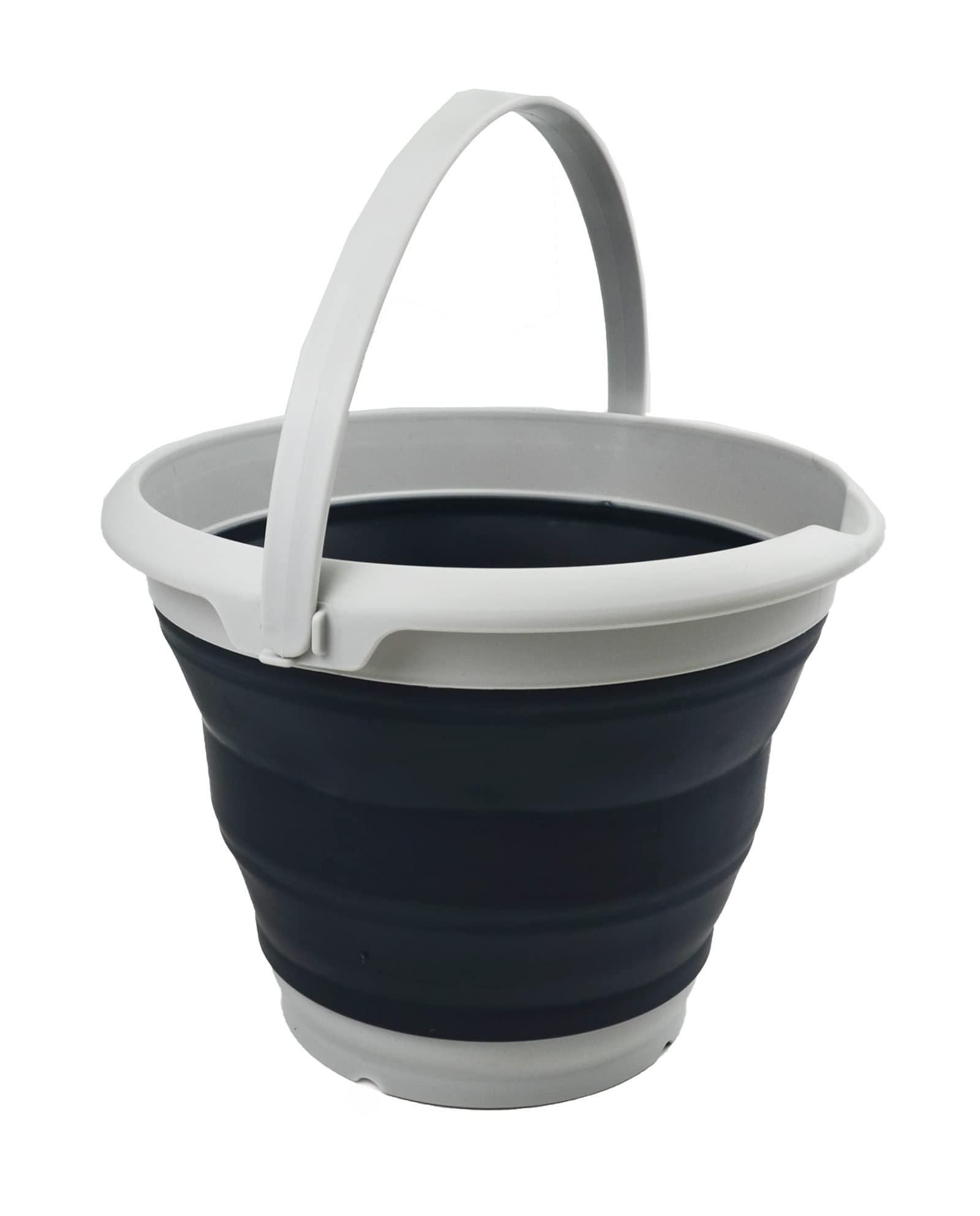 SAMMART 8.5L Collapsible Plastic Bucket - Foldable Tub - Portable Fishing Water Pail - Space Saving Outdoor Waterpot (Grey/Slate Grey, 8.5L Round)