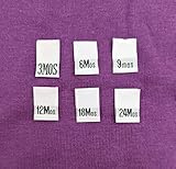 120 pcs White Infant Toddler Clothing Sewing Garment Woven Label Size Tags Months - 3MO, 6MO, 9MO, 12MO, 18MO, 24MO (20pcs Each)